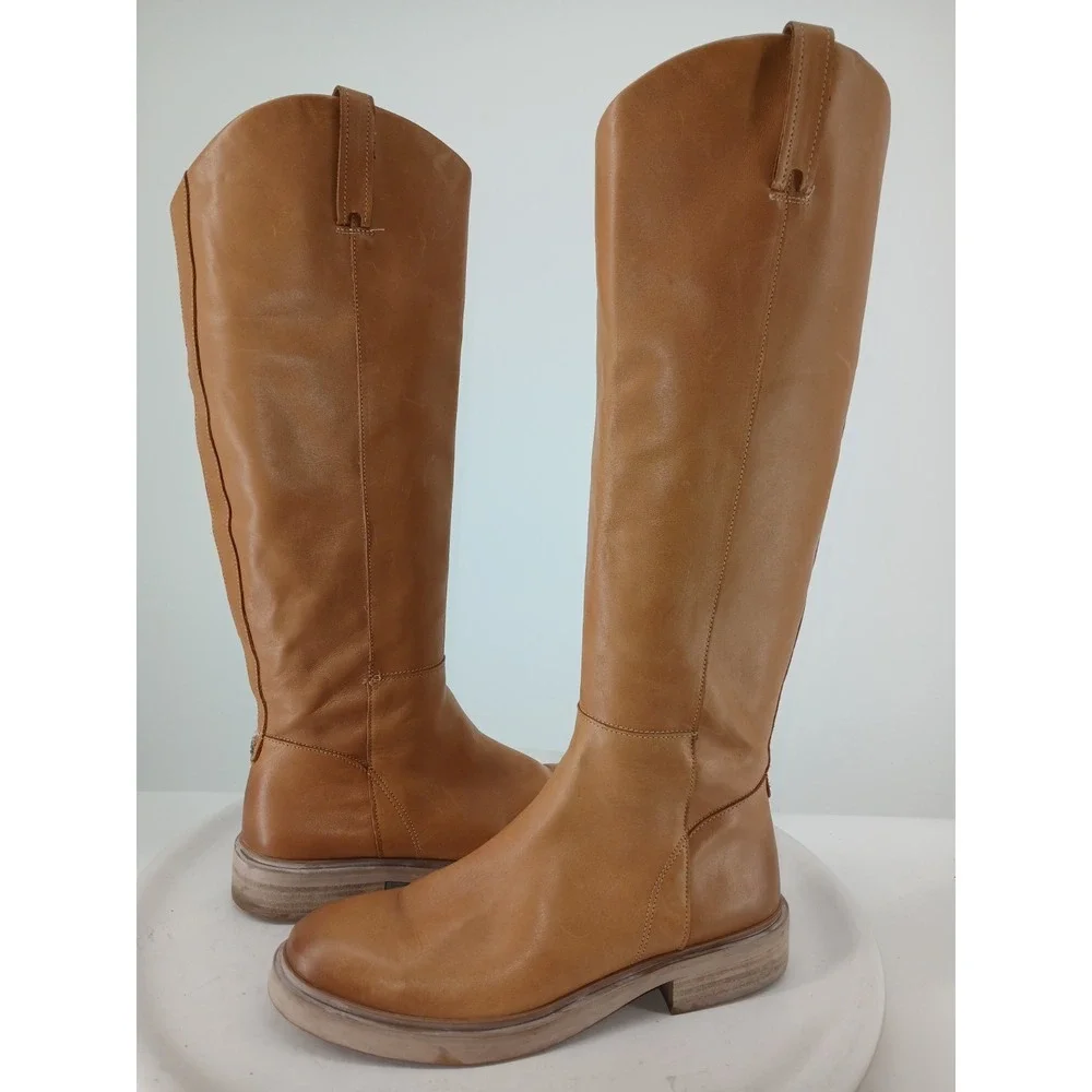 Sam Edelman Women's Fable Tall Leather Boots Tan Cashew Size 10 NEW. C116